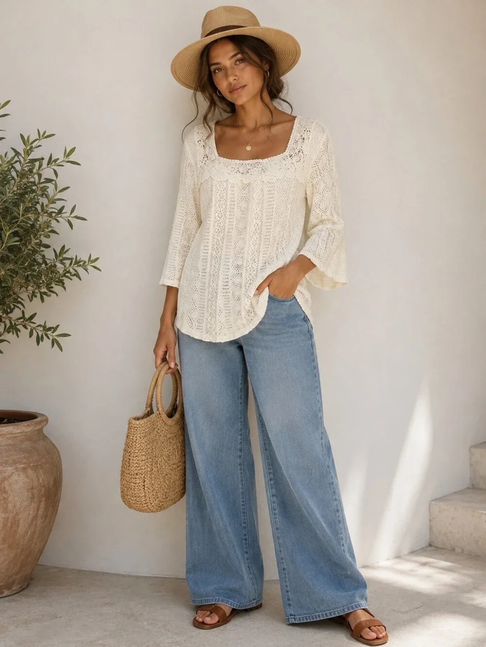 Anthropologie Meadow Floral Lace Crochet Melange Blouse Size Extra Small